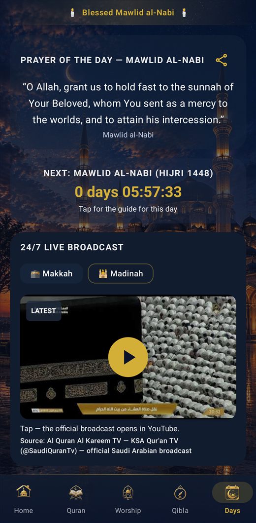 Prayer Times & Adhan: Inshirah — Islamic Days and Hijri Calendar