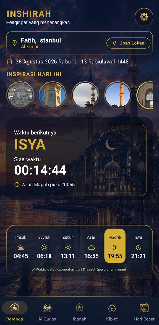 Inshirah: Jadwal Sholat, Adzan — Jadwal Sholat di Seluruh Dunia