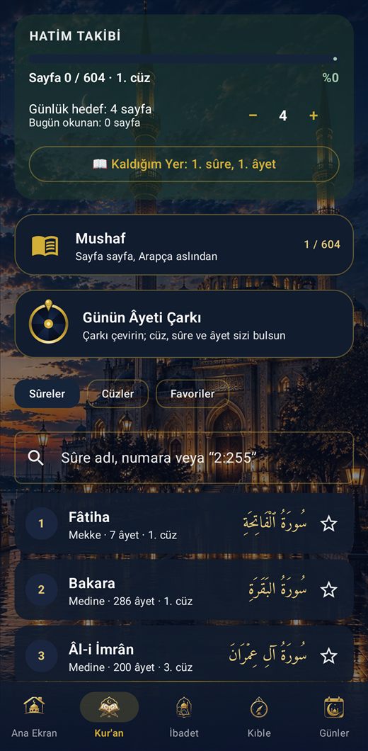 Namaz Vakti & Ezan — İnşirah — Kur'an-ı Kerim ve Mushaf