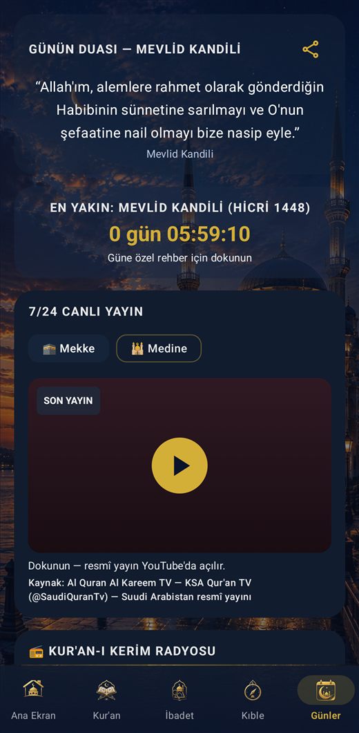 Namaz Vakti & Ezan — İnşirah — Dinî Günler ve Hicri Takvim